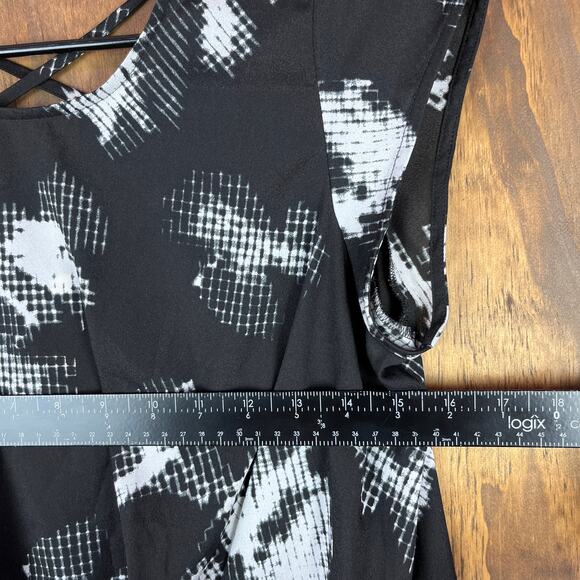 Anthropologie Silence + Noise Womens Dress Black White Geometric Shift Stretch M - Picture 6 of 11